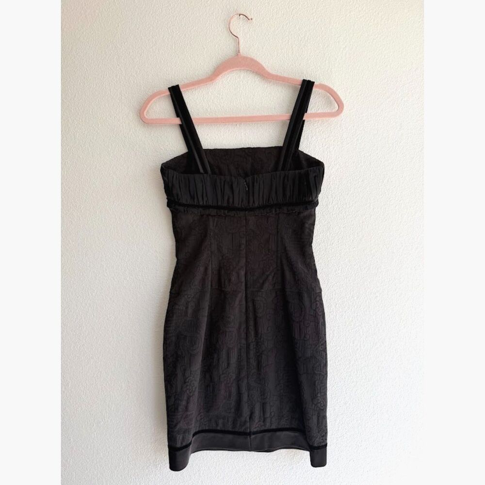 Vintage 90s Guess Jeans Dragon Jacquard Corset Satin & Velvet Dress in Black XS - Picture 9 of 14